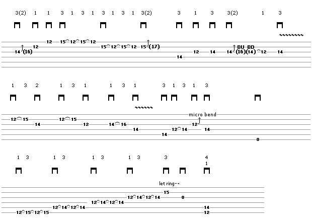 Guitar Solo - String  Bending Technique (tablature)