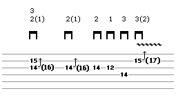 String bending and vibrato - double stop lick (guitar tablature)