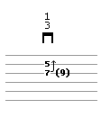 A Unison string bend depicted in a guitar tab - example 1